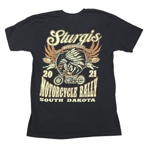 SUNA Sturgis 81st‎ Motorcycle Rally Shirt Mens L Black Graphic Cotton 2021 Biker